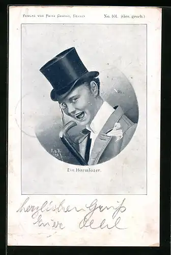 AK Ein Harmloser mit Monokel