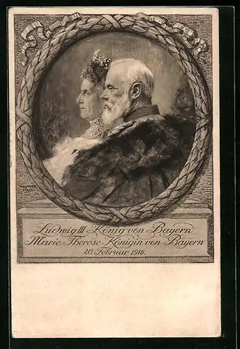 AK Ludwig III. König von Bayern und Maria Therese Königin von Bayern, 1918