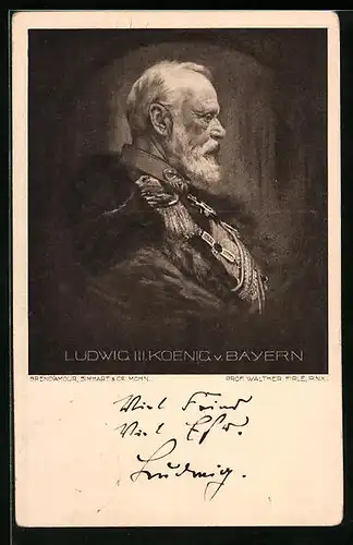 AK Ludwig III. König von Bayern in Uniform, Ganzsache