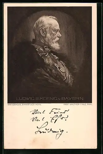 AK Ludwig III. König von Bayern in Uniform, Ganzsache