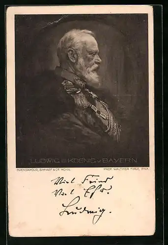 AK Ludwig III. König von Bayern in Uniform, Ganzsache