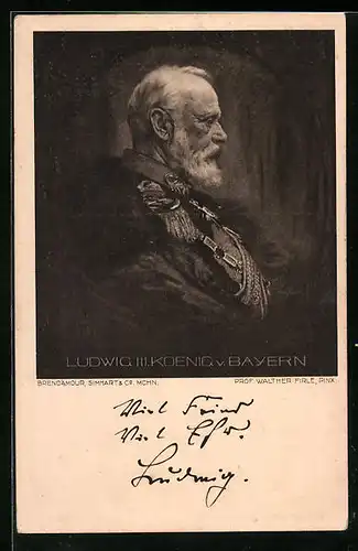 AK Ludwig III. König von Bayern in Uniform, Ganzsache