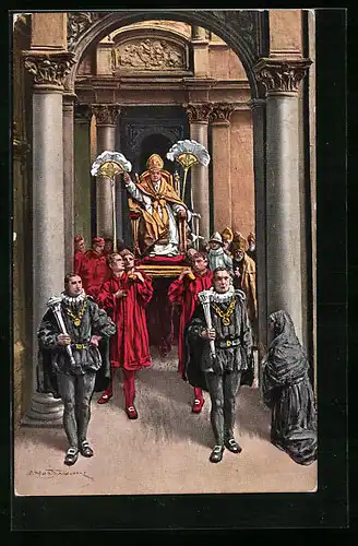 AK San Pietro, Papst Pius XI. in sedia gestatoria si reca ad aprire la Porta Santa 1924