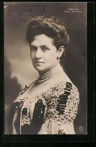 AK Königin Charlotte von Württemberg im prunkvollem Kleid