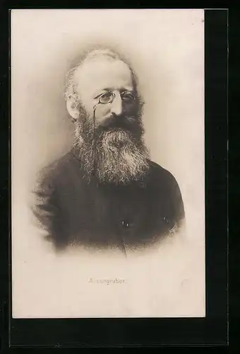 AK Ludwig Anzengruber mit Zwickerbrille im Portrait