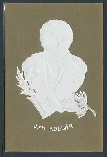 Präge-AK Jan Kollár mit Buch Slavy dcera