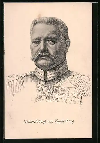 AK Generaloberst Paul von Hindenburg in Uniform mit Ordenspange, Eisernes Kreuz
