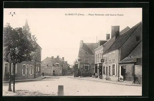 AK Baugy, Place Nationale cote Sud et Mairie