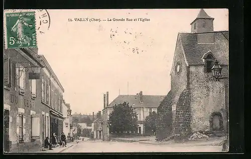 AK Vailly, la Grande Rue et l`Eglise