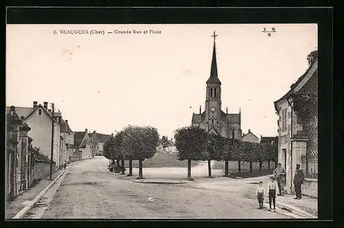 AK Veaugues, Grande Rue et Place