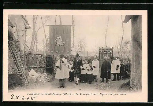 AK Ste-Solange, le Transport des reliques a la Procession