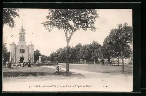 AK St-Germain-du-Puy, Place de l`Eglise et Mairie