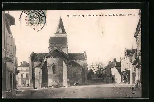 AK Sancergues, Abside de l`Eglise et Place