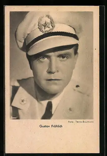 AK Schauspieler Gustav Fröhlich in einer Filmrolle als Kapitän