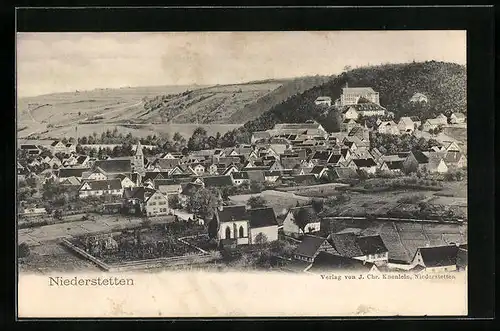 AK Niederstetten, Totalansicht mit Kirche und Friedhof