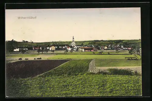 AK Wilhermsdorf, Ortspanorama hinter Feldern