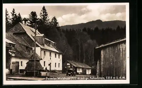 AK Zwiesel, Pension und Gastwirtschaft Zwieseler Waldhaus mit grossem Falkenstein