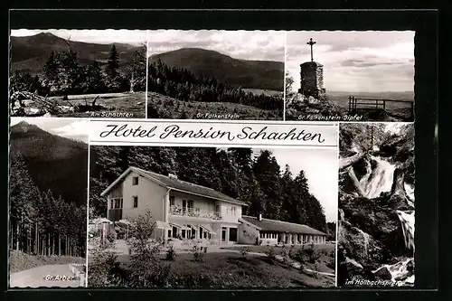 AK Zwieslerwaldhaus, Hotel Pension Schachten, Gr. Arber, Gr. Falkenstein