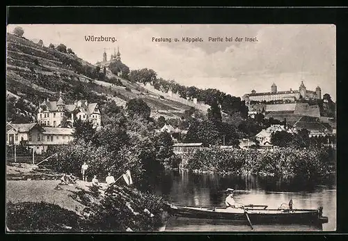 AK Würzburg, Festung und Käppele, Partie bei der Insel