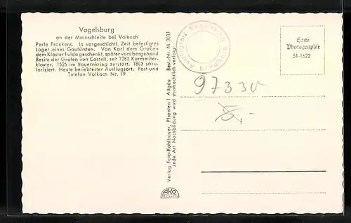 AK Volkach, Vogelsburg m. Escherndorf