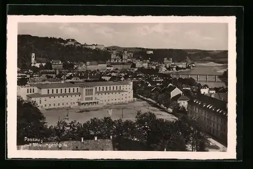 AK Passau, Totalansicht mit Nibelungenhalle