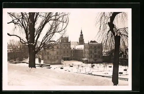 AK Coburg, Schloss Ehrenburg im Schnee