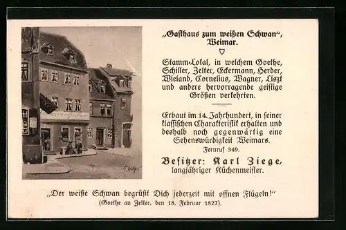 AK Weimar, Gasthaus zum weissen Schwan