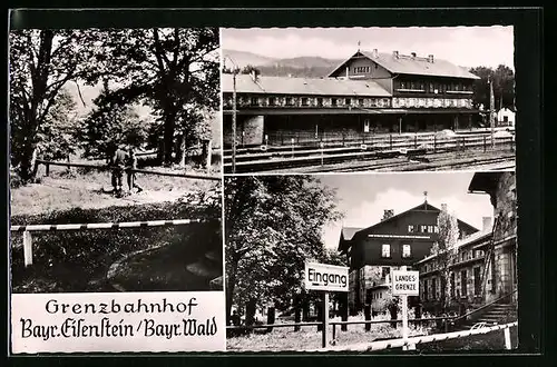 AK Bayr. Eisenstein, Eingang des Grenzbahnhofs