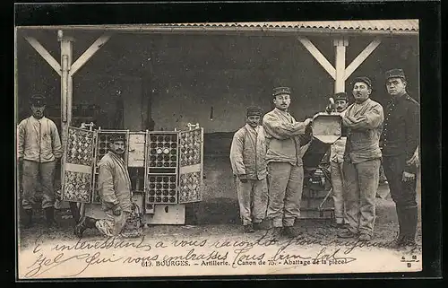 AK Bourges, Artillerie, Canon de 75, Abattage de la pièce