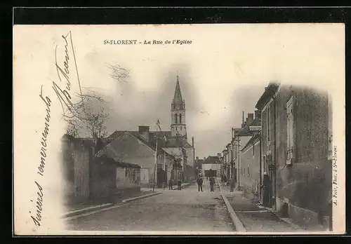 AK Saint-Florent-sur-Cher, La Rue de l`Eglise