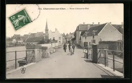 AK Charenton-sur-Cher, Route d`Ainay-le-Vieil