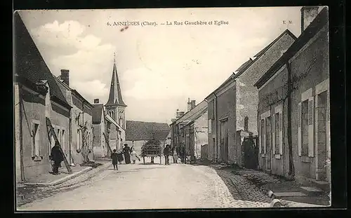 AK Asnières, La Rue Gauchère et Eglise