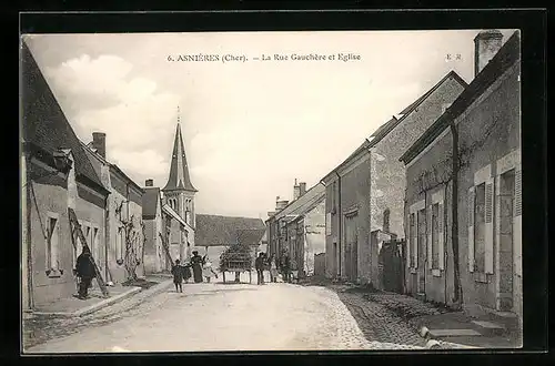 AK Asnières, La Rue Gauchère et Eglise