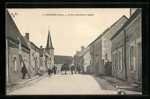AK Asnières, La Rue Gauchère et Eglise