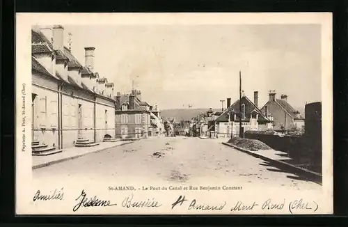 AK St-Amand, Le Pont du Canal et Rue Benjamin Constant