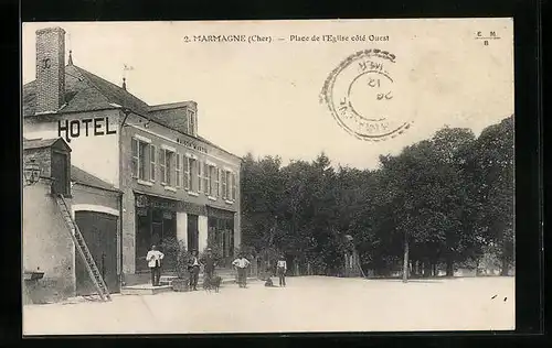 AK Marmagne, Place de l`Eglise cote Ouest