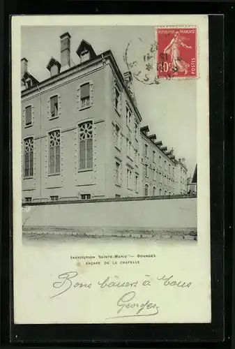 AK Bourges, Institution Sainte-Marie, Facade de la Chapelle