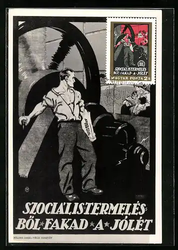 AK Plakat aus der Zeit der Räterrepublik 1919 von Imre Földes
