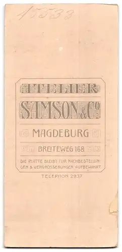 Fotografie Samson & Co., Magdeburg, Breiteweg 168, Jüngling im Anzug