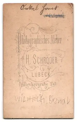 Fotografie H. Schröder, Lübeck, Beckergrube 150, Bürgerlicher Herr mit Backenbart