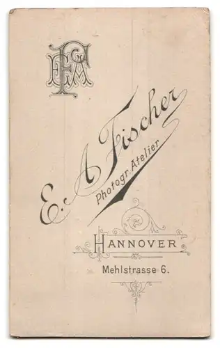 Fotografie E. A. Fischer, Hannover, Mehlstr. 6, Älterer Herr im Anzug mit Moustache