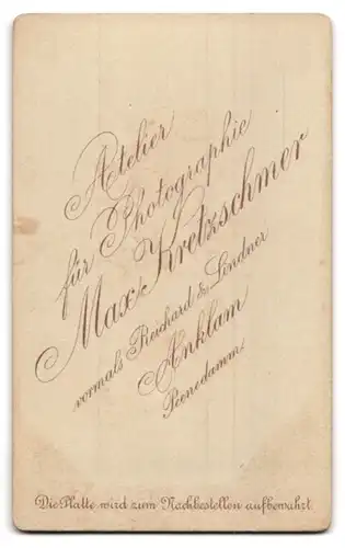 Fotografie Max Kretzschmer, Anklam, Peenedamm, Junges Paar in schlichter Kleidung