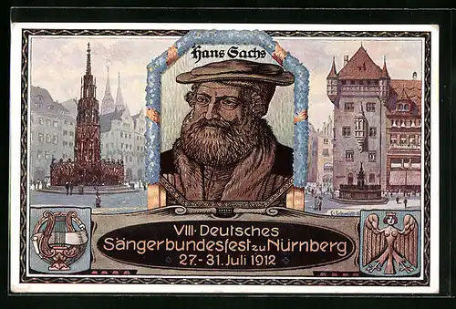 AK Nürnberg, VIII. Deutsches Sängerbundesfest 1913, Hans Sachs