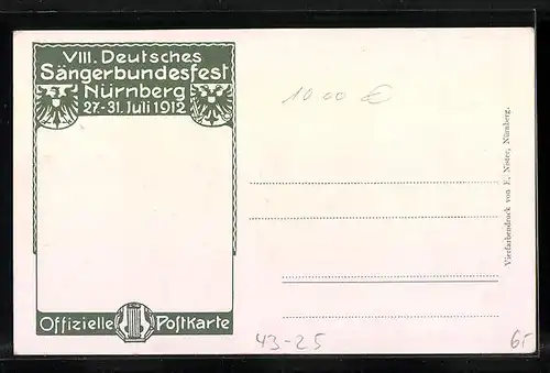 AK Nürnberg, VIII. Deutsches Sängerbundesfest 1913, Hans Sachs