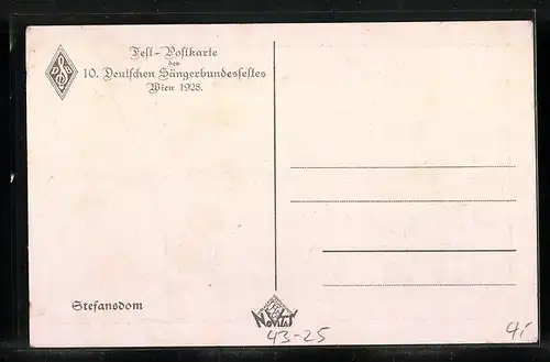 AK Wien, X. Deutsches Sängerbundesfest 1928, Stefansdom