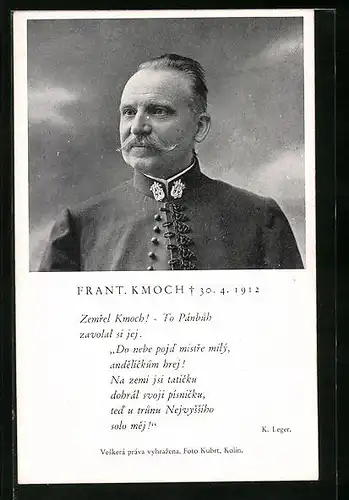 AK Frant. Kmoch im Portrait mit eines seiner Gedichte