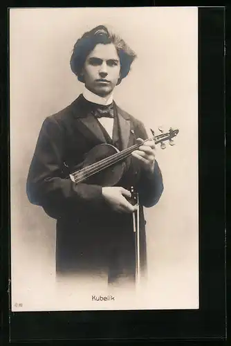 AK Jan Kubelik in seinen jungen Jahren mit Violine in der Hand