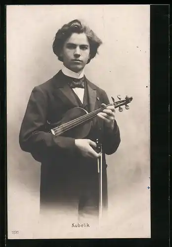 AK Jan Kubelik in seinen jungen Jahren mit einer Violine in der Hand