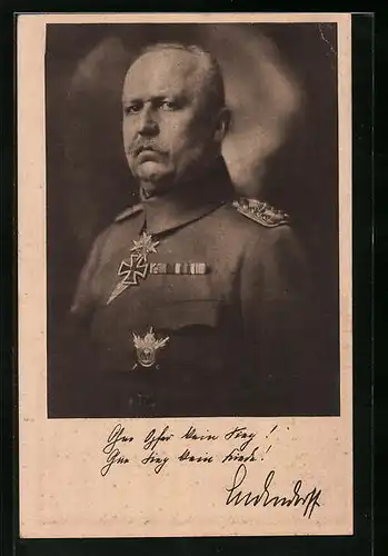 AK Portrait von Erich Ludendorff in Uniform mit Eisernem Kreuz