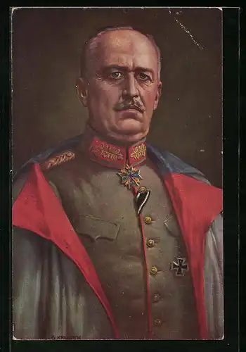 Künstler-AK Portrait von Erich Ludendorff in Uniform mit Eisernem Kreuz